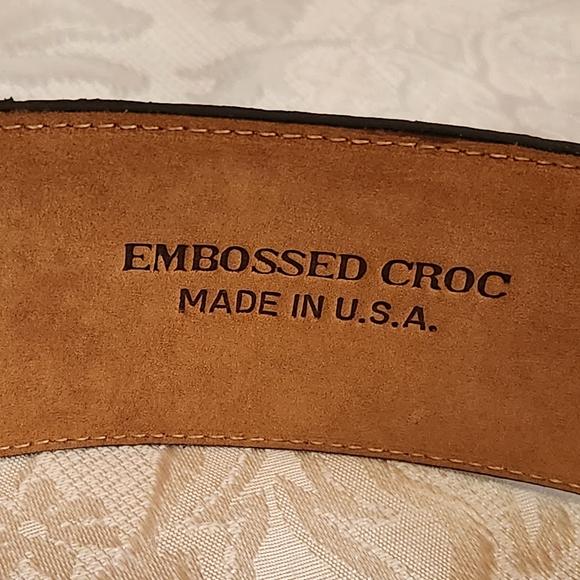 W The Worth Collection Embossed Croc Belt - Black main image 5